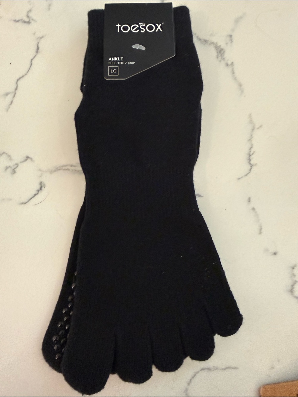 toesox Black Ankle Grip Toe Socks